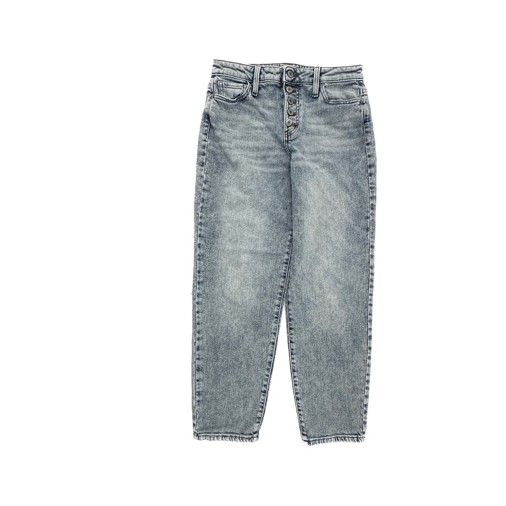 SO High Rise Mom Jean Button Fly Women's size 3 Acid Wash Denim Blue Jeans